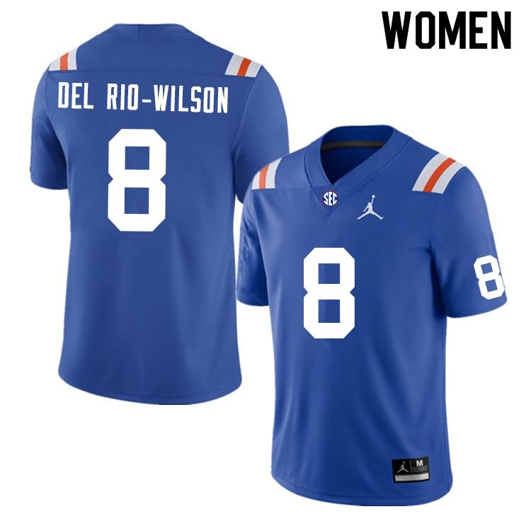 NCAA Florida Gators Carlos Del Rio-Wilson Women's #8 Nike Blue Throwback Stitched Authentic College Football Jersey ERK4164PK